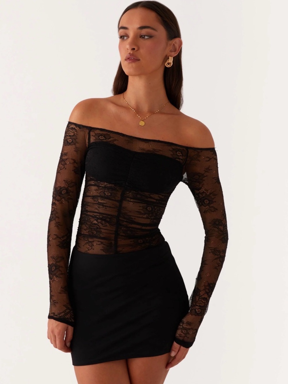 Peppermayo Collide Lace Mini Dress- Black